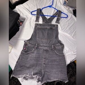 Wrangler Gray Denim Overall Romper